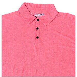 Mens Pink Polo Shirt Quick Dry Short Sleeve Collared Casual Golf Preppy Sz Med